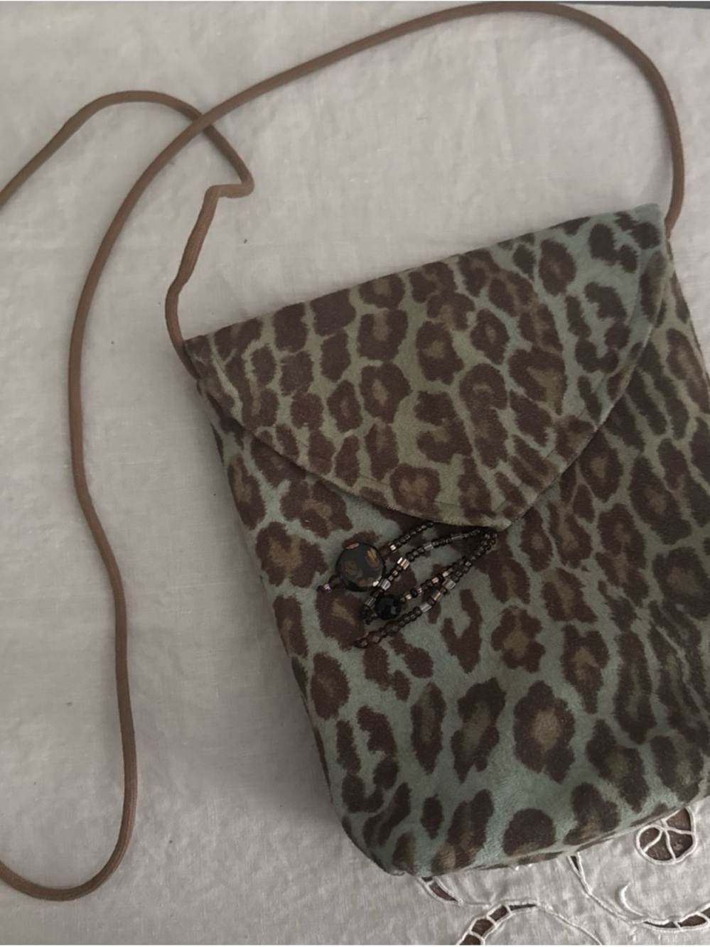 Leopard Print Crossbody Bag in Brown and Green